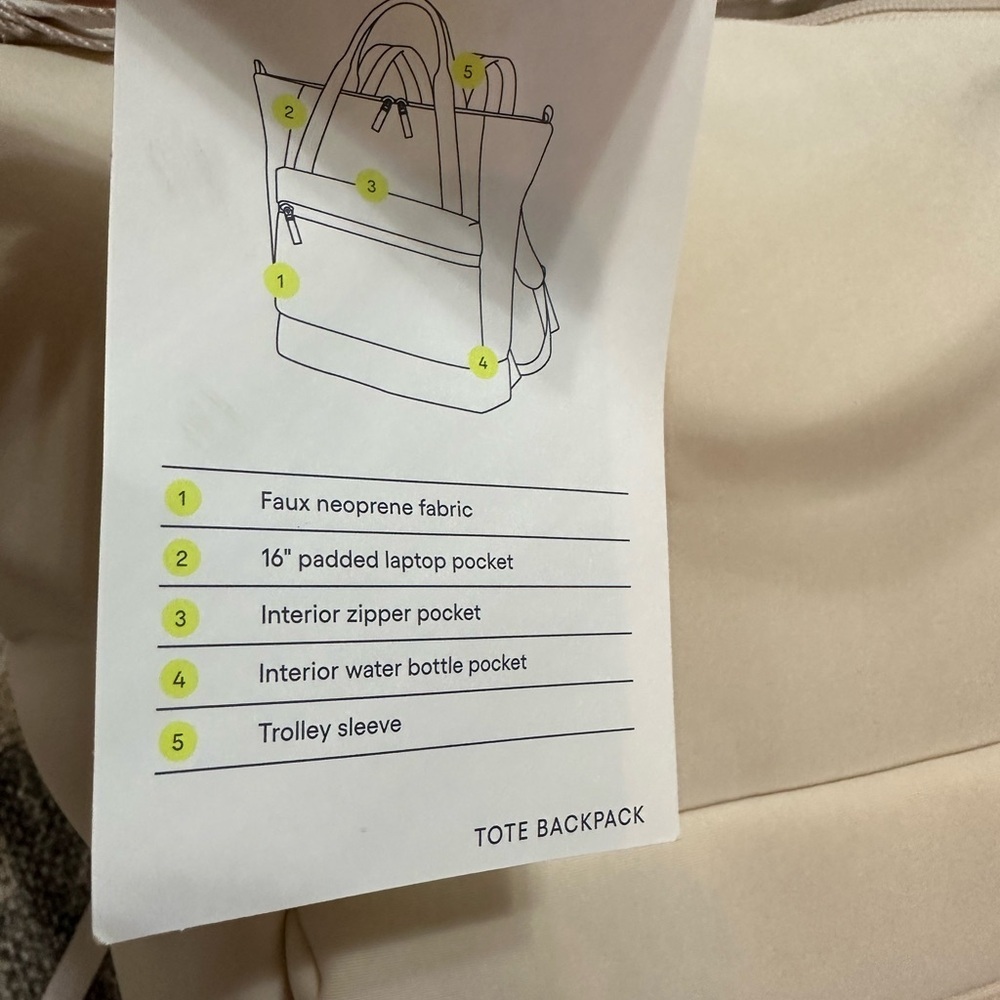 New Large Tote Backpack Travel Bag Faux Neoprene Cream All in Motion New Large - Picture 8 of 15